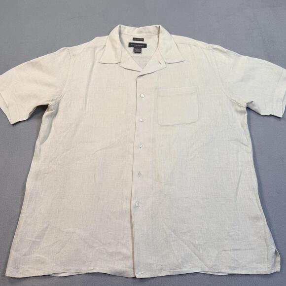 Banana Republic Other - Banana Republic Shirt Mens Large Beige 100% Irish Linen Short Sleeve Button Up